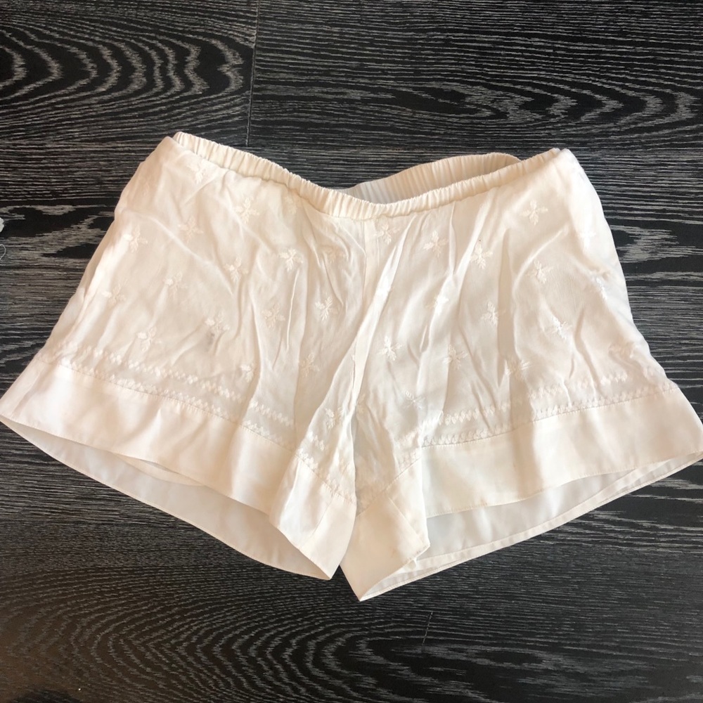 Anthropologie white embroidered shorts